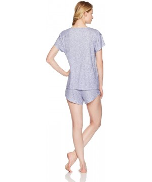 Sets Pajama Set Women's Knit T-Shirt & Short Nightwear Printed Soft Casual PJ Sets Sleepwear - Purple Heather - C9183R79U5I