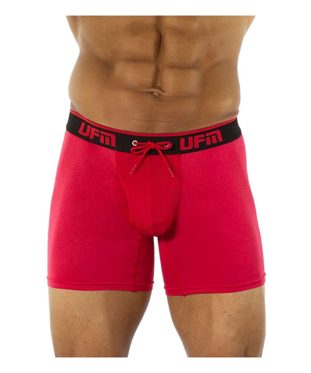 Boxer Briefs Men's Boxer Briefs with Support Pouch - Regular Support- 6 Inch Inseam - Red - CN12OBMOLP9