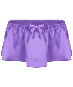 Briefs Mens Crossdress Sissy Lingerie Underwear Satin Ruffled Girlie Skirted Panties Briefs Thong - Purple - C719DLD3N8R