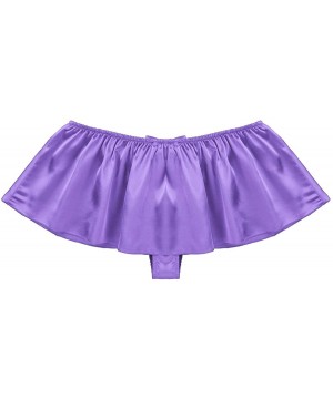 Briefs Mens Crossdress Sissy Lingerie Underwear Satin Ruffled Girlie Skirted Panties Briefs Thong - Purple - C719DLD3N8R