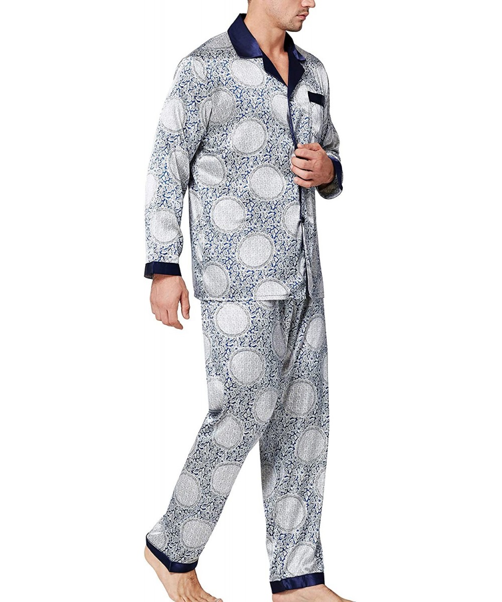 Sleep Sets Mens Satin Pajamas Set Sleepwear Loungewear S~3XL Plus - Lucky Circle - CQ18HCSYDCG