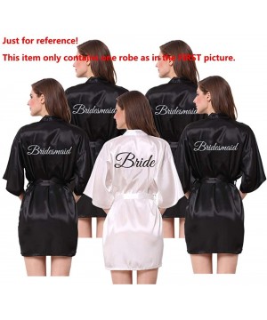 Robes Satin Kimono Wedding Party Getting Ready Robe with Glitters - D-black (Maid of Honor) - C618WWIDD70