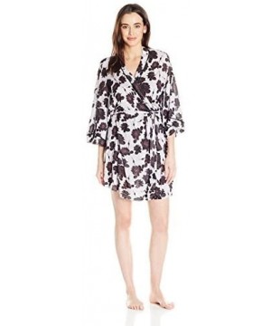 Robes Women's Printed Rayon Kimono Robe - Black Rose - CP12ELY8FEZ