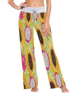 Bottoms Womens Pajama Lounge Pants Pitaya Papaya Tropical and Exotic Fruits Wide Leg Casual Palazzo Pj Sleep Pants Laides - 3...