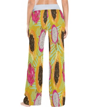 Bottoms Womens Pajama Lounge Pants Pitaya Papaya Tropical and Exotic Fruits Wide Leg Casual Palazzo Pj Sleep Pants Laides - 3...