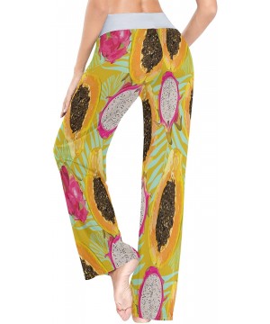 Bottoms Womens Pajama Lounge Pants Pitaya Papaya Tropical and Exotic Fruits Wide Leg Casual Palazzo Pj Sleep Pants Laides - 3...