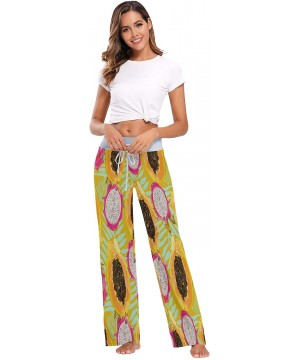 Bottoms Womens Pajama Lounge Pants Pitaya Papaya Tropical and Exotic Fruits Wide Leg Casual Palazzo Pj Sleep Pants Laides - 3...