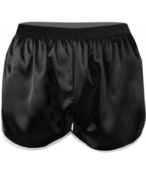 Boxer Briefs Men's Silky Satin Boxer Briefs Casual Summer Lounge Sports Short Pants Underwear - Black - C418KK2YACM