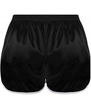 Boxer Briefs Men's Silky Satin Boxer Briefs Casual Summer Lounge Sports Short Pants Underwear - Black - C418KK2YACM