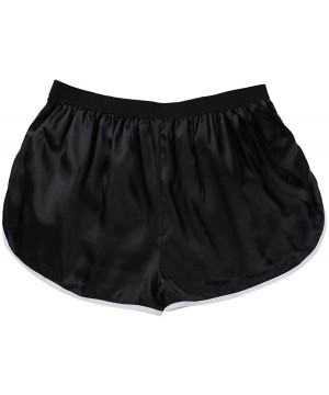 Boxer Briefs Men's Silky Satin Boxer Briefs Casual Summer Lounge Sports Short Pants Underwear - Black - C418KK2YACM