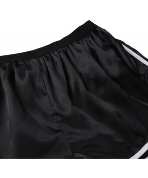 Boxer Briefs Men's Silky Satin Boxer Briefs Casual Summer Lounge Sports Short Pants Underwear - Black - C418KK2YACM