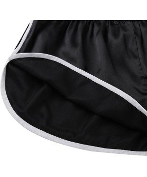 Boxer Briefs Men's Silky Satin Boxer Briefs Casual Summer Lounge Sports Short Pants Underwear - Black - C418KK2YACM