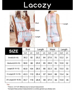 Sets Women's Long Sleeve Tie Dye Ruffle Shorts Pajamas Set Loungewear Nightwear Sleepwear - Sleeveless Multi - CK1989XUYGH