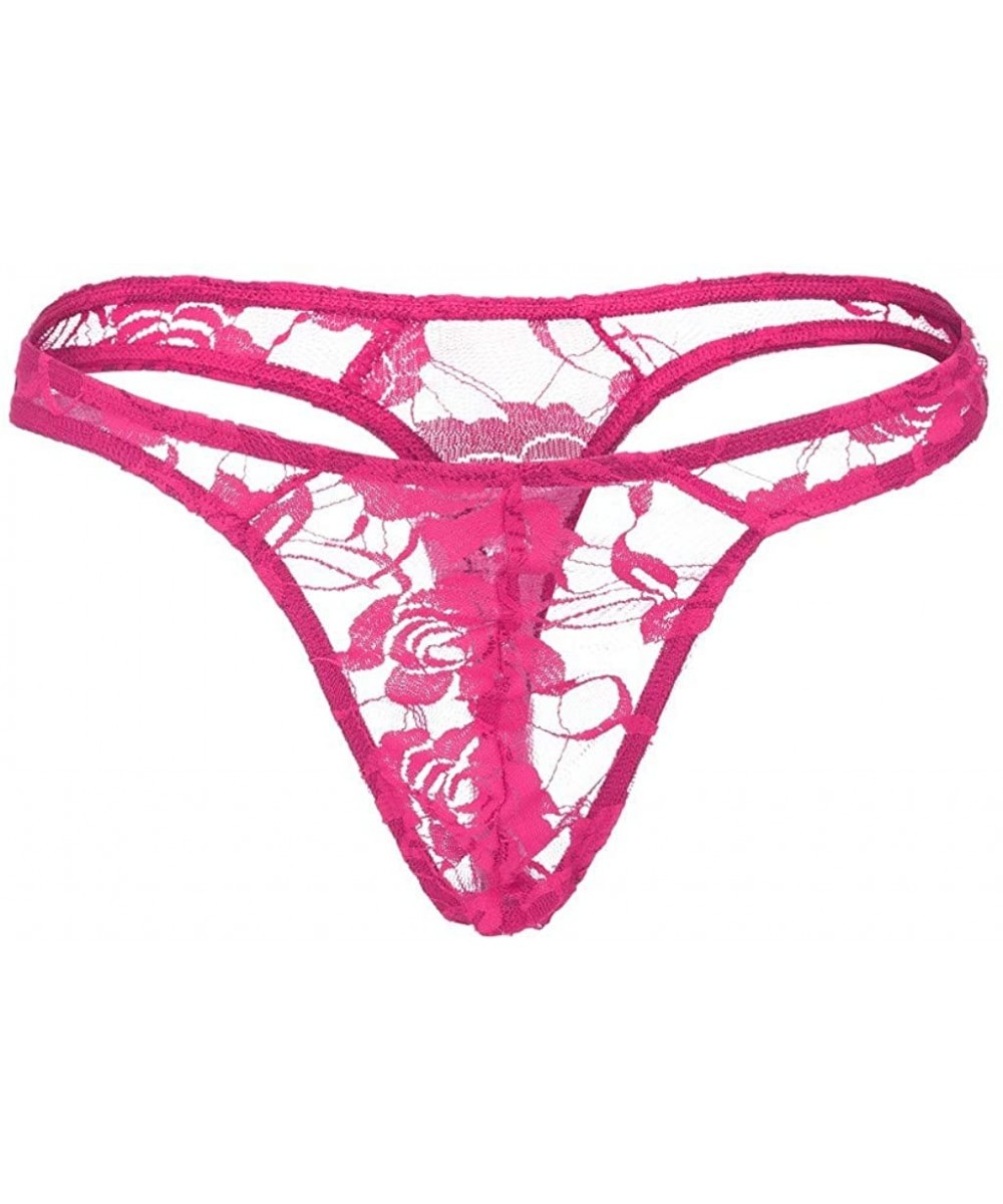 Briefs Fashion Sexy Full lace Strap Men's Underwear Men's Sexy Underwear Lingerie - Hotpink - C818WL0074S