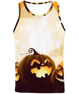 Undershirts Men's Muscle Gym Workout Training Sleeveless Tank Top Pumpkin Under The Moonlight - Multi2 - CV19DLQM7HM