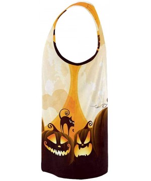 Undershirts Men's Muscle Gym Workout Training Sleeveless Tank Top Pumpkin Under The Moonlight - Multi2 - CV19DLQM7HM