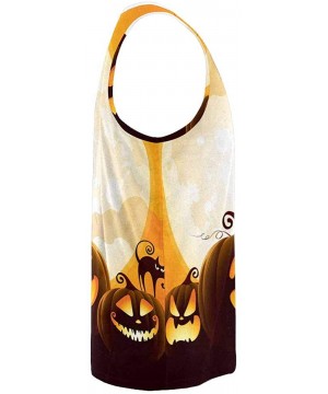 Undershirts Men's Muscle Gym Workout Training Sleeveless Tank Top Pumpkin Under The Moonlight - Multi2 - CV19DLQM7HM