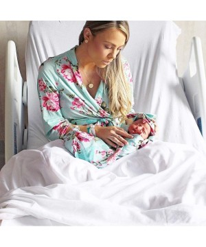 Robes Maternity Robe for Hospital - Labor and Delivery Nursing Pregnancy Robe - Aqua - C9194XQ7Z9U