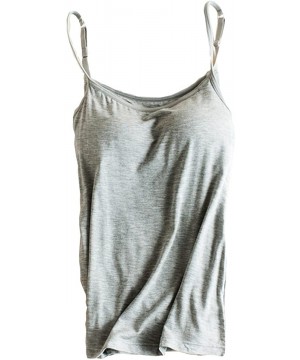 Camisoles & Tanks Womens Modal Built in Bra Active Padded Wide Straps Cami Tank Tops - X33 Grey - CF1809M4Q0N