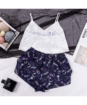 Sets Womens Pajama Set Lingerie Satin Pajamas Cami Shorts Set Nightwear 2 Piece Sleepwear - C-color - CC190S225KA