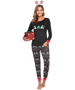 Sets Family Christmas Pajamas Set Matching Cotton Xmas Sleepwear PJS Set for Women/Men/Boys/Girls - 2-black-mom - C1192ZTRWST