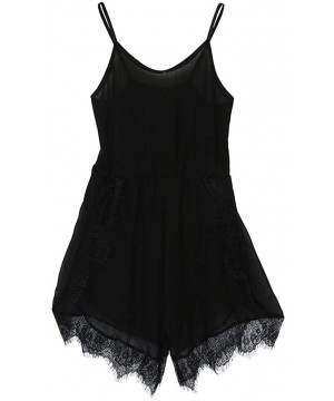 Accessories Sexy Woman Strapless Sleeveless lace Chiffon Jumpsuit Bodysuit - Black - CB198ATUG7D