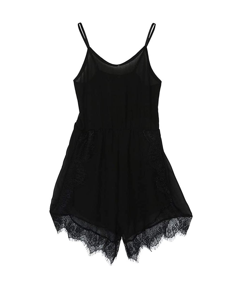 Accessories Sexy Woman Strapless Sleeveless lace Chiffon Jumpsuit Bodysuit - Black - CB198ATUG7D