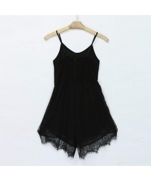 Accessories Sexy Woman Strapless Sleeveless lace Chiffon Jumpsuit Bodysuit - Black - CB198ATUG7D