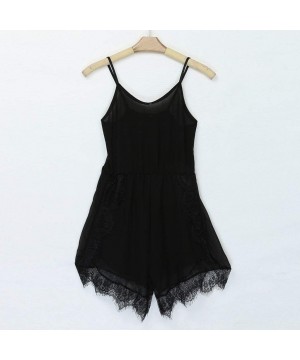 Accessories Sexy Woman Strapless Sleeveless lace Chiffon Jumpsuit Bodysuit - Black - CB198ATUG7D