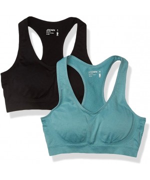 Bras Women's 2 Pack Removable Cup Seamless Bra - Jade Pearl/Black - CL193QNO8Z0