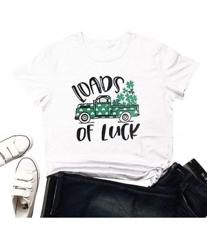 Tops I'm NOT Lucky.I'm Blessed Irish Shamrock St. Patrick's Day Clover Women Short Sleeve T Shirts Blouse Tops Tee - C white ...