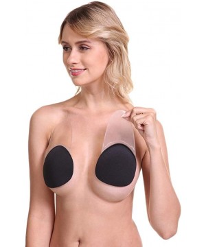 Slips Women Sticky Bra Strapless Backless Bra Adhesive Bra Invisible Push up Bra - Black - C818A04ODL0