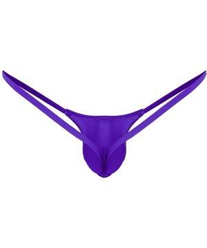 G-Strings & Thongs Men's Low Rise Sexy T-Back Jockstrap Open Back G-Strings Bikini Thongs Underwear - Purple - CS18SC665XE