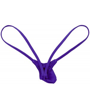 G-Strings & Thongs Men's Low Rise Sexy T-Back Jockstrap Open Back G-Strings Bikini Thongs Underwear - Purple - CS18SC665XE