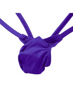 G-Strings & Thongs Men's Low Rise Sexy T-Back Jockstrap Open Back G-Strings Bikini Thongs Underwear - Purple - CS18SC665XE