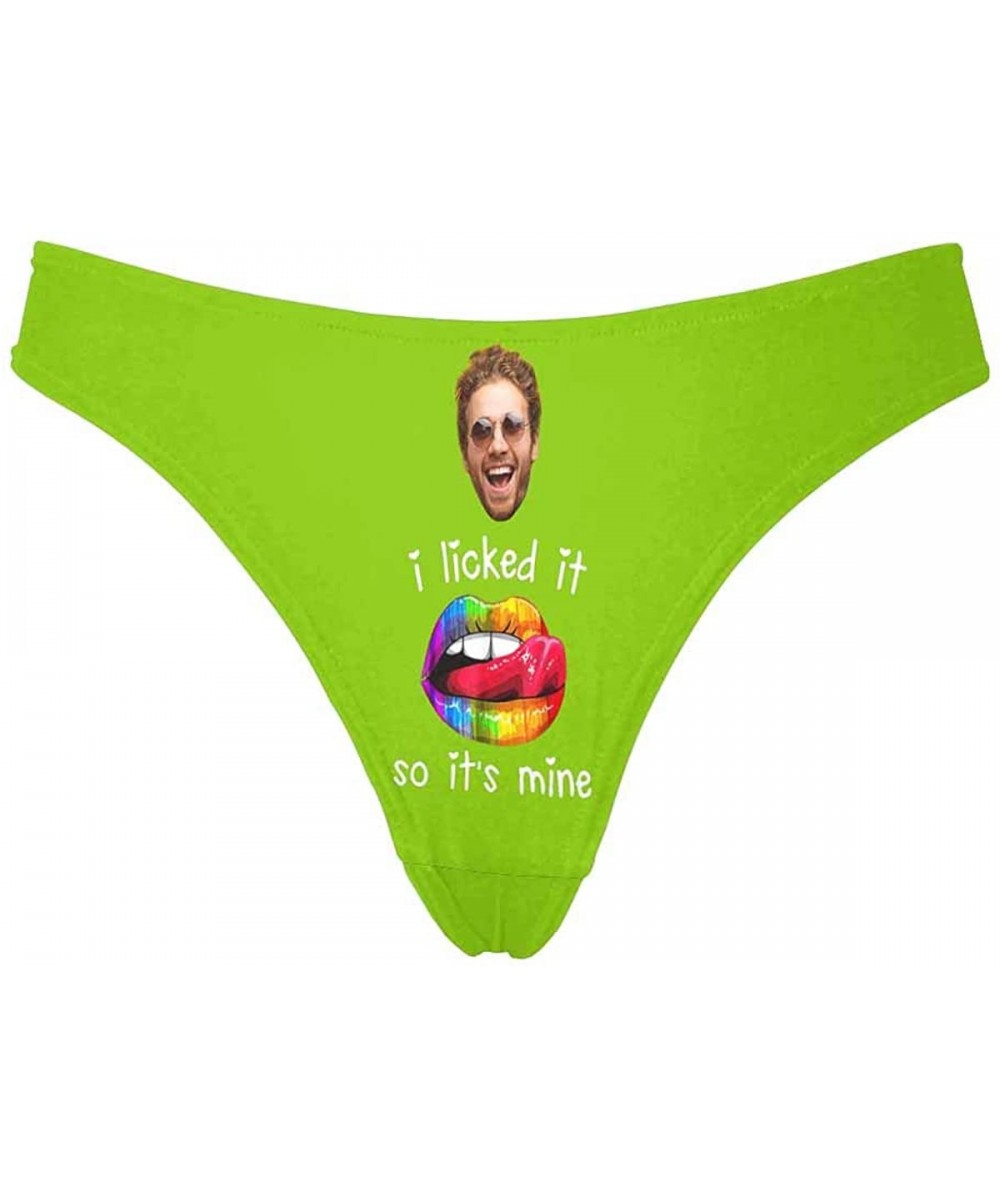 Panties Custom Women's Comfort Underwear Thong Panty with Photo Face I Licked It So It's Mine Red - Multi 6 - C5198DH0MUX