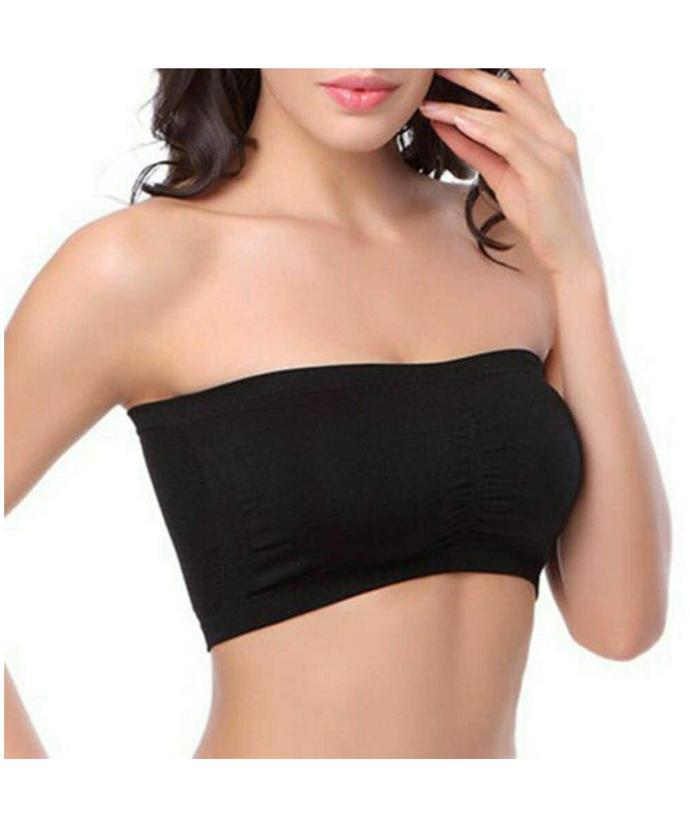 Camisoles & Tanks Ice Silks Air Bra Tube Top Strapless Breathable Soft Tube Top Bandeau Bra - Black - CK19944YYWR