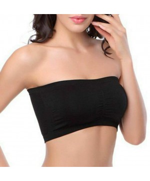 Camisoles & Tanks Ice Silks Air Bra Tube Top Strapless Breathable Soft Tube Top Bandeau Bra - Black - CK19944YYWR