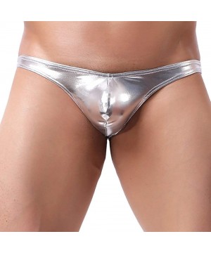 Briefs Men's Fashion Underwear- Sexy Patterned Triangle Briefs Breathable Flex Waistband Underpants - Silver - CG18XK93T7C