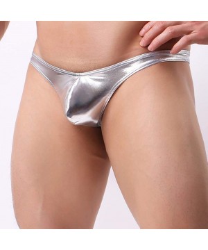 Briefs Men's Fashion Underwear- Sexy Patterned Triangle Briefs Breathable Flex Waistband Underpants - Silver - CG18XK93T7C