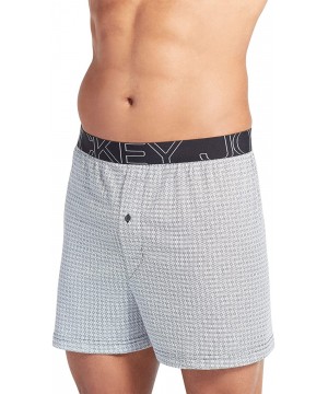 Boxers Men's Underwear ActiveBlend Knit Boxer - Black Grid - C712BVFQL93