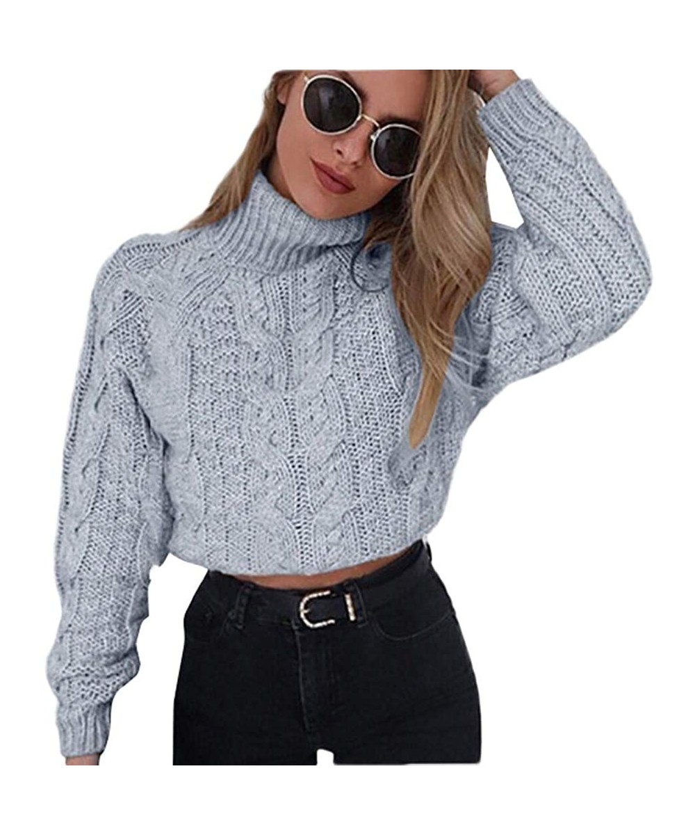 Thermal Underwear Ladies Short Long Sleeve Stand Collar Umbilical Twist Sweater Women Casual Solid Knitted Pullover Sweater B...