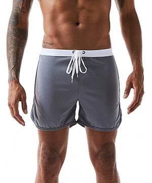 Boxers Home Shorts Mens Drawstring Mesh Underpants Loose Pajama Pants Soft Underwear - Gray - C418X8CDNR3