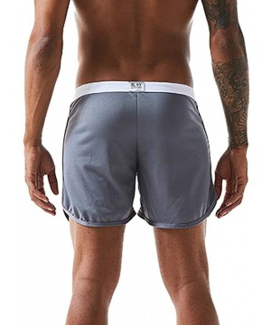 Boxers Home Shorts Mens Drawstring Mesh Underpants Loose Pajama Pants Soft Underwear - Gray - C418X8CDNR3