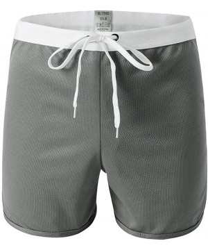 Boxers Home Shorts Mens Drawstring Mesh Underpants Loose Pajama Pants Soft Underwear - Gray - C418X8CDNR3