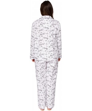 Sets Women's Cotton Flannel Long Sleeve Pajama Set- PJs Sleepwear - Music Notes White - CH11GJUQSML