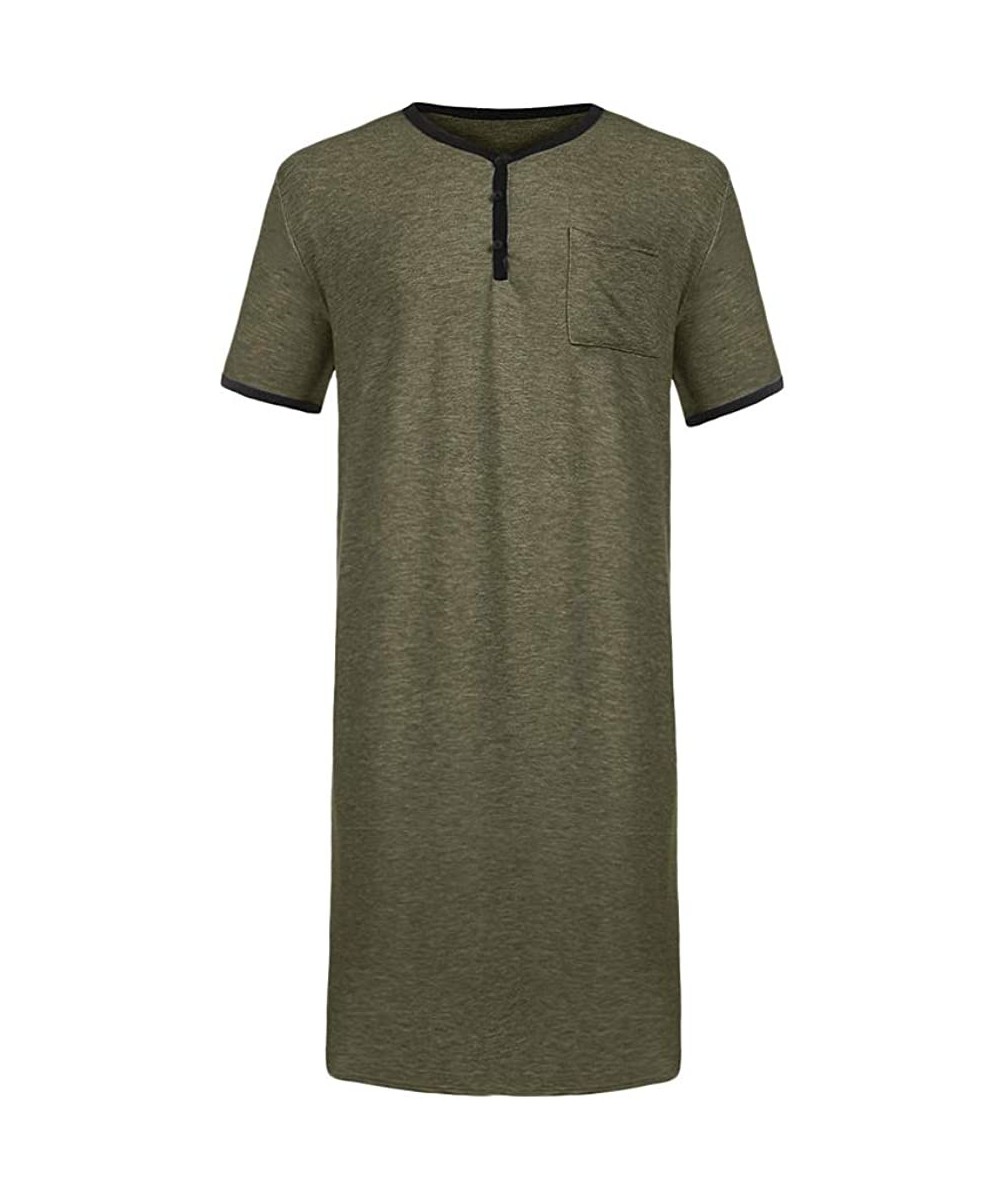 Sleep Sets Mens Nightshirts Short Sleeve Casual Cotton Sleepshirt V Neck Raglan Nightgrown Pajama Long Lightweight Sleepwear ...