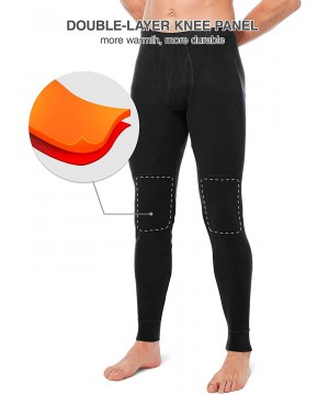 Thermal Underwear Men's 2 Pack Ultra Soft Winter Warm Base Layer Pants Fleece Lined Thermal Bottoms Long Johns with Fly - Bla...