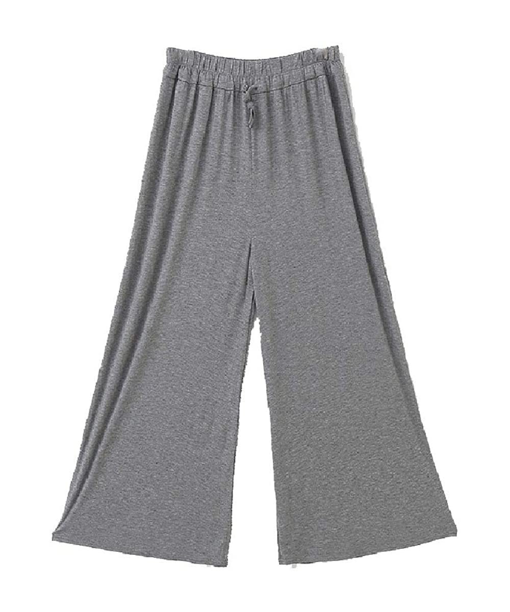 Bottoms Womens High Waisted Baggy Modal Lounge Palazzo Lounge Pants - Dark Grey - CG19CSY2RGO