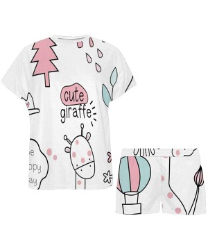 Sets Cute Baby Giraffe Women's Night Shirt for Sleeping Sleepwear Short Sleeve - Multi 1 - CO19CDERUMW